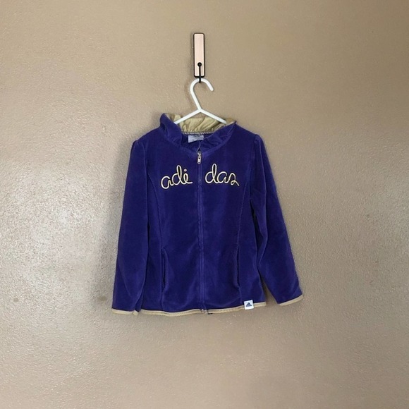 Adidas Purple / Gold Velour Jacket Size 5 - Picture 1 of 5
